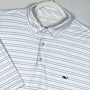 Vineyard Vines Performance Polo Shirt Mens Large Tidal Waves Stripe Golf Whale